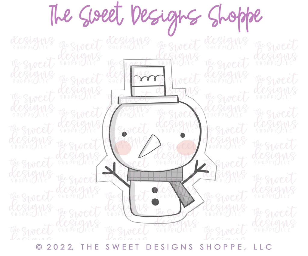 Cookie Cutters - Modern Snowman with Square Hat - Cookie Cutter - The Sweet Designs Shoppe - TSDS - - ALL,Christmas,Christmas / Winter,Christmas Cookies,Cookie Cutter,Frosty,Promocode,Snowman,STL
