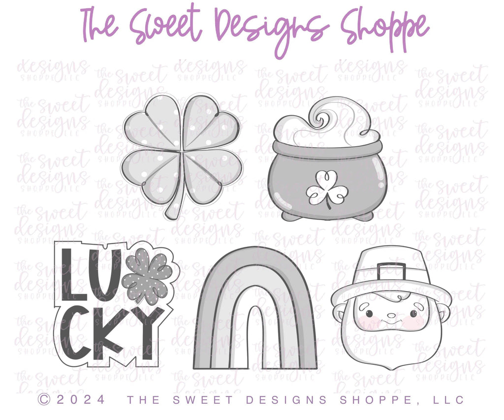Cookie Cutters - Modern St. Patrick's Cookie Cutters Set - Set of 5 - Cookie Cutters - The Sweet Designs Shoppe - TSDS - - ALL,Cookie Cutter,Mini Sets,Promocode,regular sets,set,St paddy,ST PATRICK,St Patrick’s Day,St. Pat,St. Patricks,STL