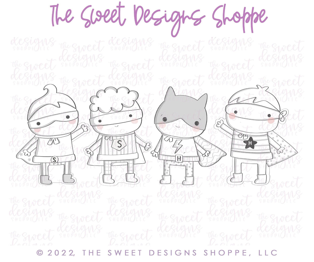 Cookie Cutters - Modern Superhero Set - Set of 4 - Cookie Cutters - The Sweet Designs Shoppe - TSDS - - ALL,Baby / Kids,Birthday,Birthday Hat,Cookie Cutter,dad,Father,father's day,grandfather,Hero,heroe,Heroes,Heroin,heroine,kids,Kids / Fantasy,Mini Sets,MOM,mother,Mothers Day,Nurse,Nurse Appreciation,Promocode,regular sets,set,STL,Superhero,Superheroes