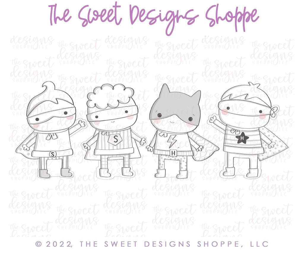 Cookie Cutters - Modern Superhero Set - Set of 4 - Cookie Cutters - The Sweet Designs Shoppe - TSDS - - ALL,Baby / Kids,Birthday,Birthday Hat,Cookie Cutter,dad,Father,father's day,grandfather,Hero,heroe,Heroes,Heroin,heroine,kids,Kids / Fantasy,Mini Sets,MOM,mother,Mothers Day,Nurse,Nurse Appreciation,Promocode,regular sets,set,STL,Superhero,Superheroes