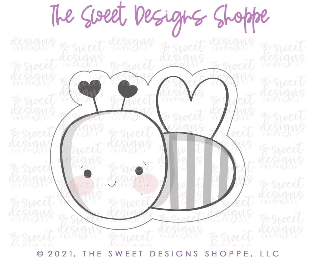 Cookie Cutters - Modern Valentine Bee - Cookie Cutter - The Sweet Designs Shoppe - TSDS - - ALL,Animal,Animals,Animals and Insects,Cookie Cutter,Easter / Spring,Promocode,Spring,STL,valentine,valentines