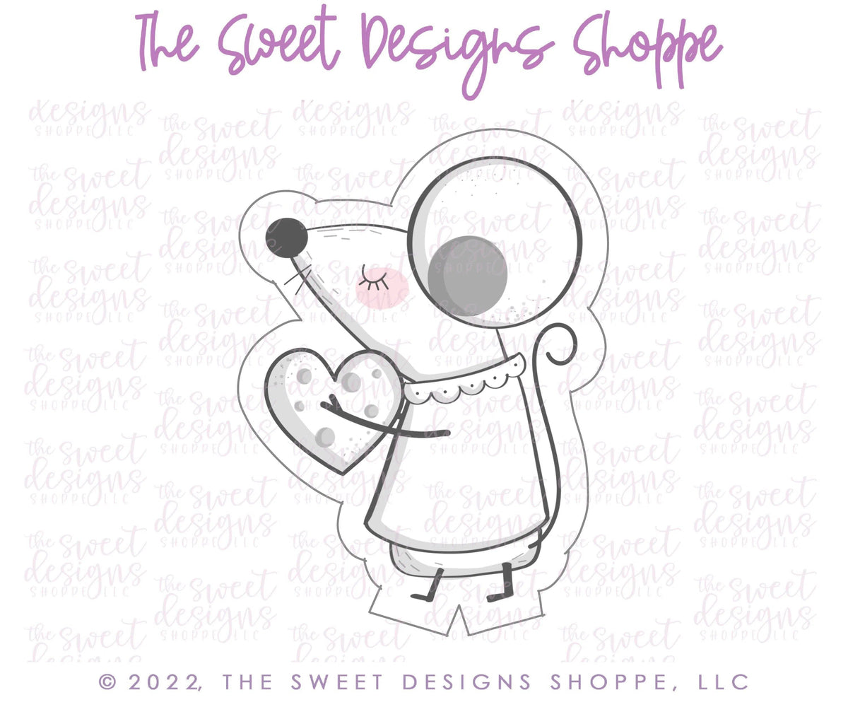 Cookie Cutters - Modern Valentines Girly Mouse - Cookie Cutter - The Sweet Designs Shoppe - TSDS - - ALL,Animal,Animals,Animals and Insects,Cookie Cutter,fantasy,Holiday,kids,Kids / Fantasy,mouse,Promocode,STL,valentine,valentines