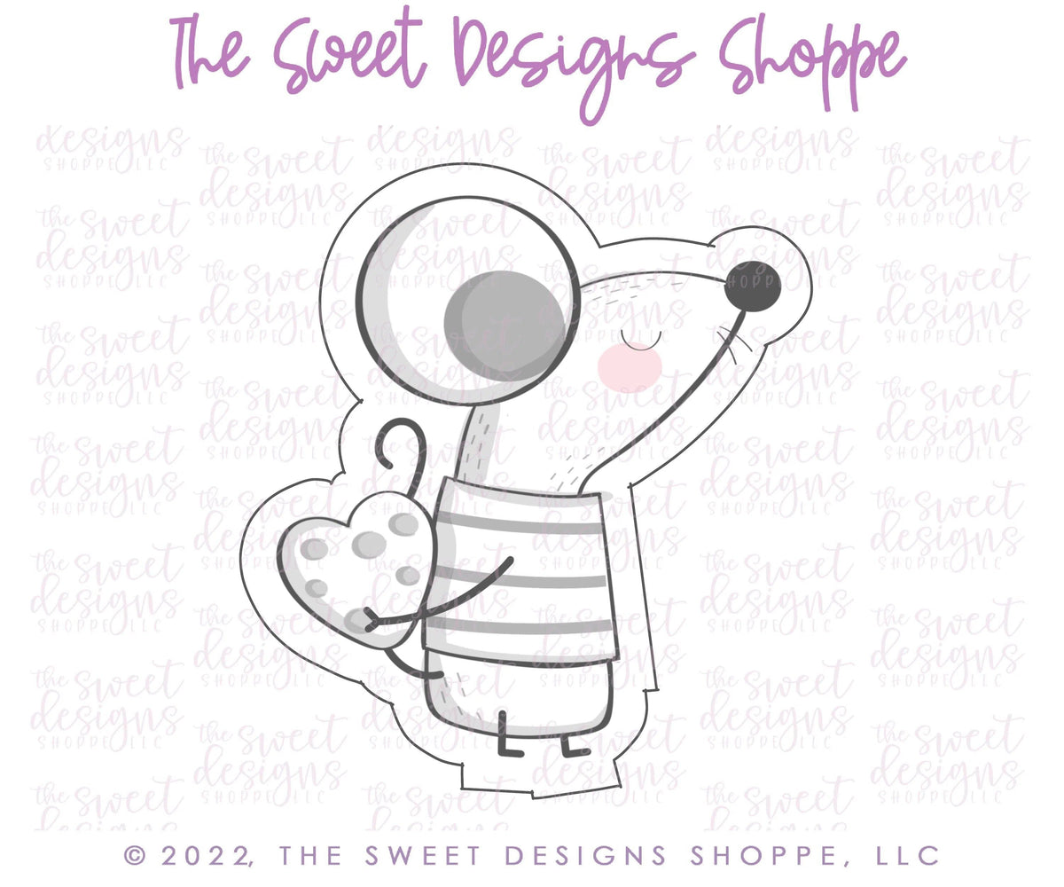 Cookie Cutters - Modern Valentines Mouse - Cookie Cutter - The Sweet Designs Shoppe - TSDS - - ALL,Animal,Animals,Animals and Insects,Cookie Cutter,fantasy,Holiday,kids,Kids / Fantasy,mouse,Promocode,STL,valentine,valentines
