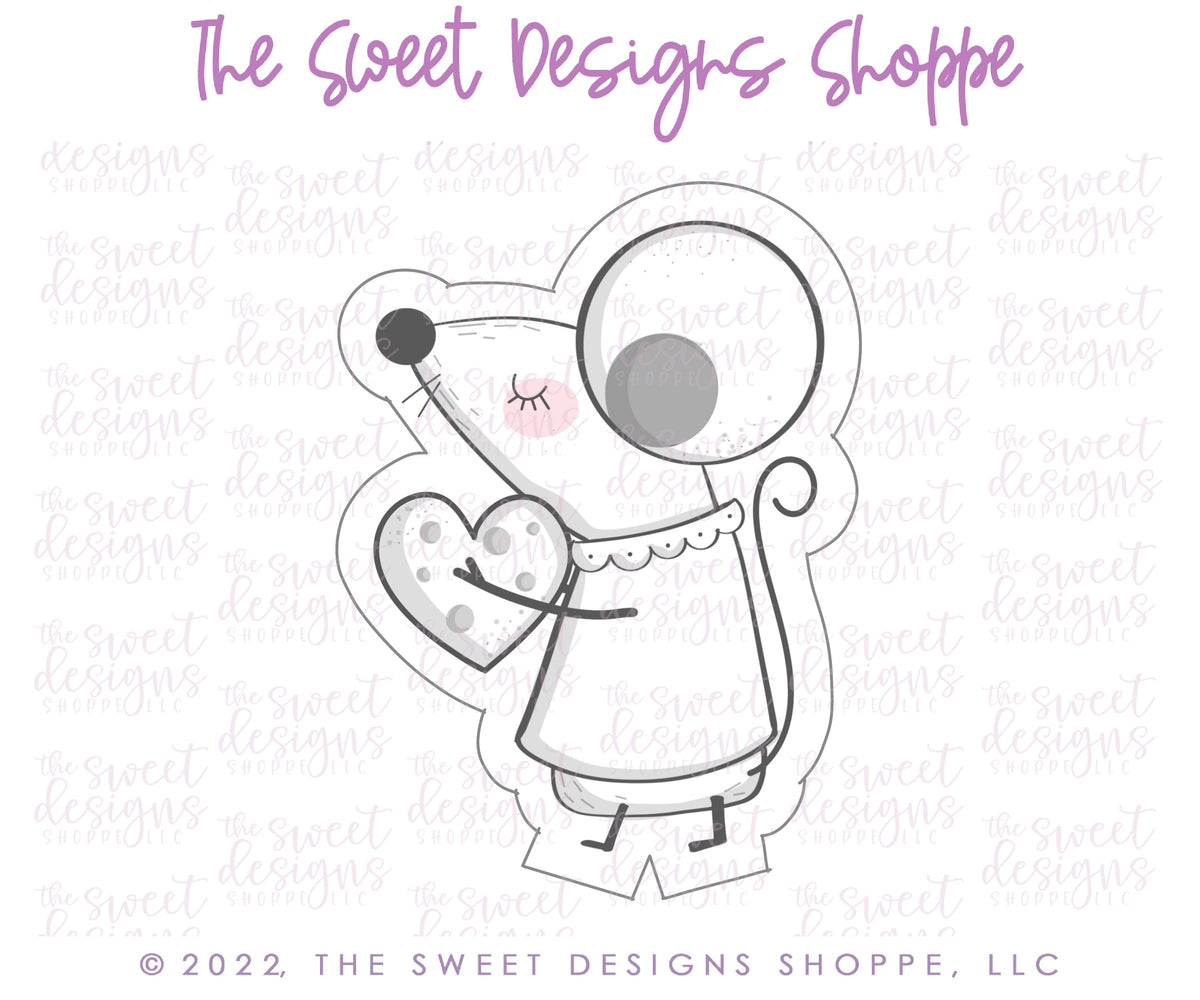 Cookie Cutters - Modern Valentines Mouse Cookie Cutters Set - 2 Piece Set - Cookie Cutters - The Sweet Designs Shoppe - TSDS - - ALL,Animal,Animals,Animals and Insects,Cookie Cutter,Mini Set,Mini Sets,Promocode,regular sets,set,sets,STL,valentines