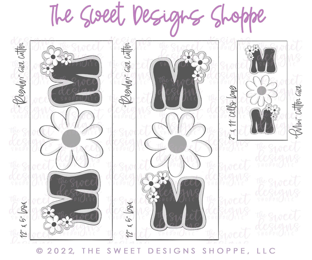 Cookie Cutters - MOM Daisy Set - 3 Piece Set - Cookie Cutters - The Sweet Designs Shoppe - TSDS - - ALL,Cookie Cutter,Mini Set,Mini Sets,MOM,mother,Mothers Day,Promocode,regular sets,set,sets,STL