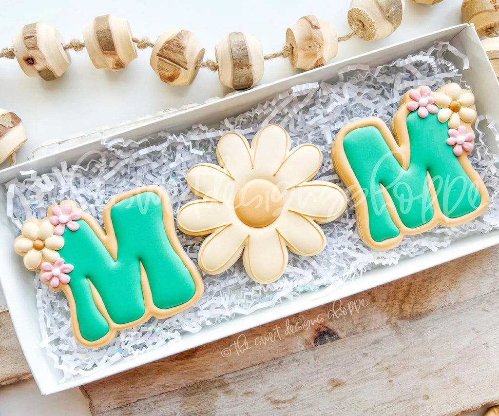 Cookie Cutters - MOM Daisy Set - 3 Piece Set - Cookie Cutters - The Sweet Designs Shoppe - TSDS - - ALL,Cookie Cutter,Mini Set,Mini Sets,MOM,mother,Mothers Day,Promocode,regular sets,set,sets,STL