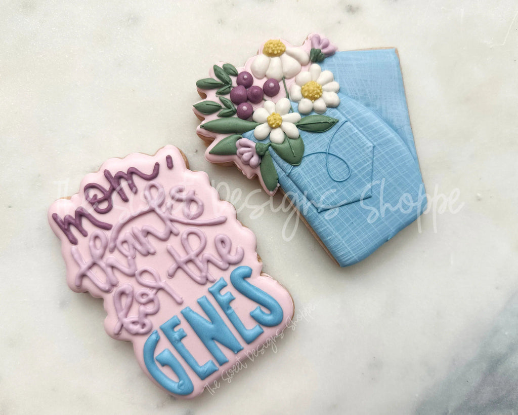 Cookie Cutters - Mom, Thanks for the GENES Cookie Cutter Set - Set of 2 - Cookie Cutters - The Sweet Designs Shoppe - TSDS - - ALL,Cookie Cutter,Flower,Flowers,Leaves and Flowers,MOM,Mom Plaque,mother,Mothers Day,Plaque,Plaques,PLAQUES HANDLETTERING,Promocode,regular sets,set,STL,Trees Leaves and Flowers
