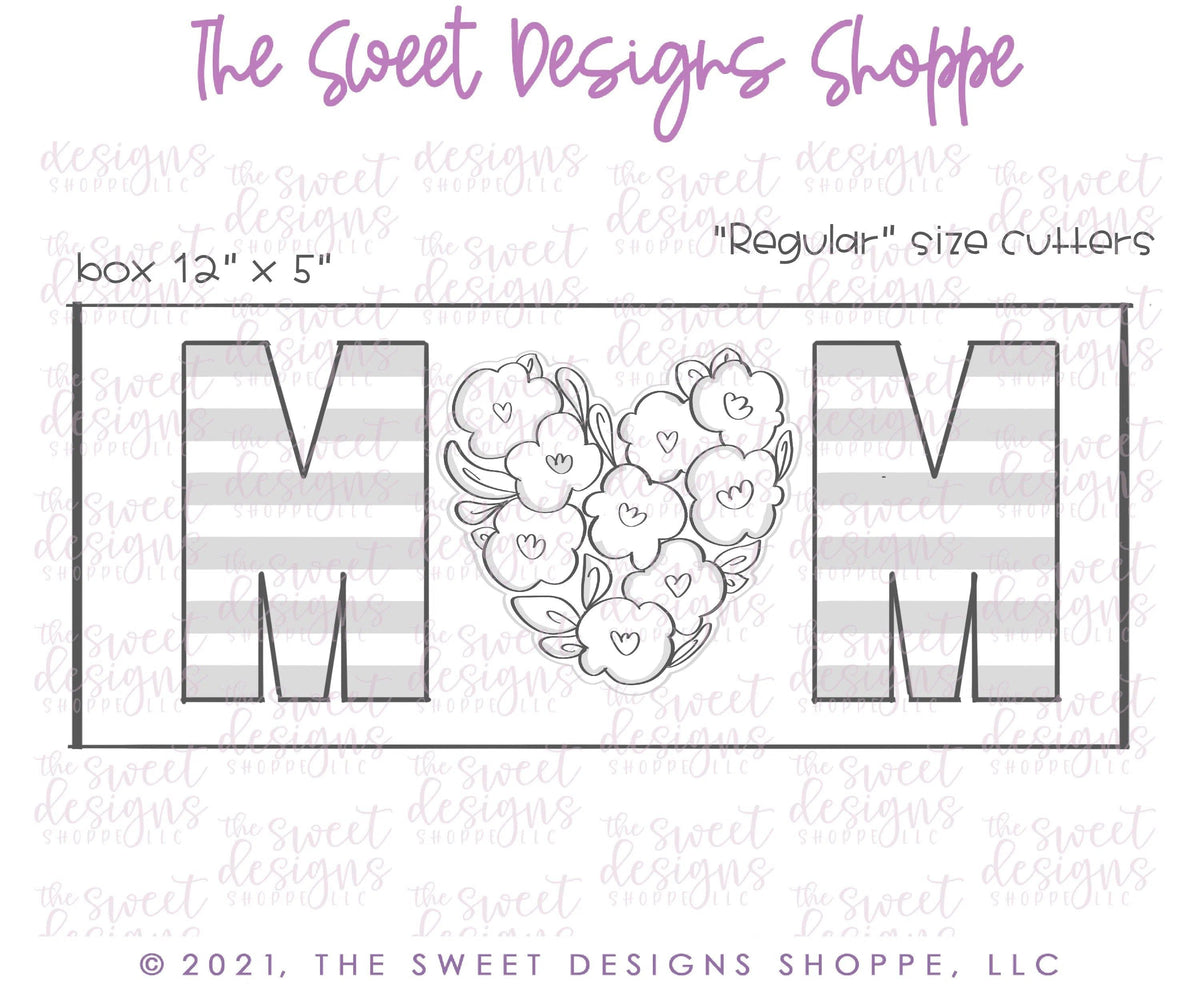 Cookie Cutters - MOM with Flowery Heart - Cookie Cutters - The Sweet Designs Shoppe - TSDS - - ALL,Cookie Cutter,Flower,Flowers,Leaves and Flowers,Mini Sets,MOM,mother,mothers DAY,Nature,Promocode,regular sets,set,Trees Leaves and Flowers,valentine,valentines