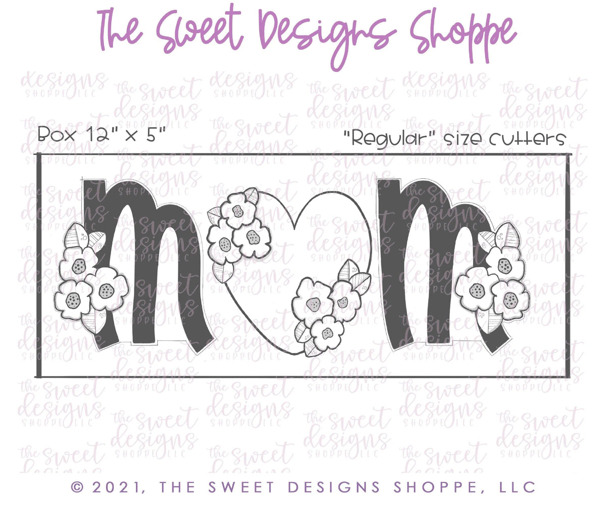 Cookie Cutters - MOM with Mother's Day Floral Heart- Cookie Cutters - The Sweet Designs Shoppe - TSDS - - ALL,Cookie Cutter,Flower,Flowers,Leaves and Flowers,Mini Sets,MOM,mother,mothers DAY,Nature,Promocode,regular sets,set,STL,Trees Leaves and Flowers