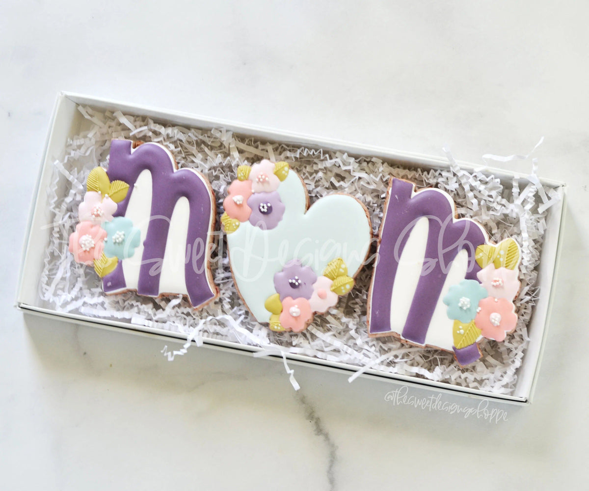 Cookie Cutters - MOM with Mother's Day Floral Heart- Cookie Cutters - The Sweet Designs Shoppe - TSDS - - ALL,Cookie Cutter,Flower,Flowers,Leaves and Flowers,Mini Sets,MOM,mother,mothers DAY,Nature,Promocode,regular sets,set,STL,Trees Leaves and Flowers