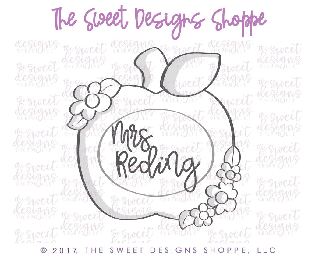 Cookie Cutters - Monogram Apple with Flowers v2- Cookie Cutter - Sweet Designs Shoppe - - ALL, Apple, back to school, Color, Cookie Cutter, Food, Food and Beverage, Food beverages, fruit, Fruits and Vegetables, Grad, graduations, Promocode, School, School / Graduation, school supplies