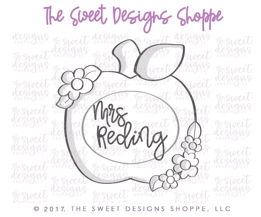 Cookie Cutters - Monogram Apple with Flowers v2- Cookie Cutter - The Sweet Designs Shoppe - TSDS - - ALL,Apple,back to school,Color,Cookie Cutter,Food,Food and Beverage,Food beverages,fruit,Fruits and Vegetables,Grad,graduations,Promocode,School,School / Graduation,school supplies
