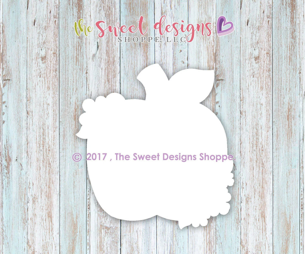 Cookie Cutters - Monogram Apple with Flowers v2- Cookie Cutter - The Sweet Designs Shoppe - TSDS - - ALL,Apple,back to school,Color,Cookie Cutter,Food,Food and Beverage,Food beverages,fruit,Fruits and Vegetables,Grad,graduations,Promocode,School,School / Graduation,school supplies