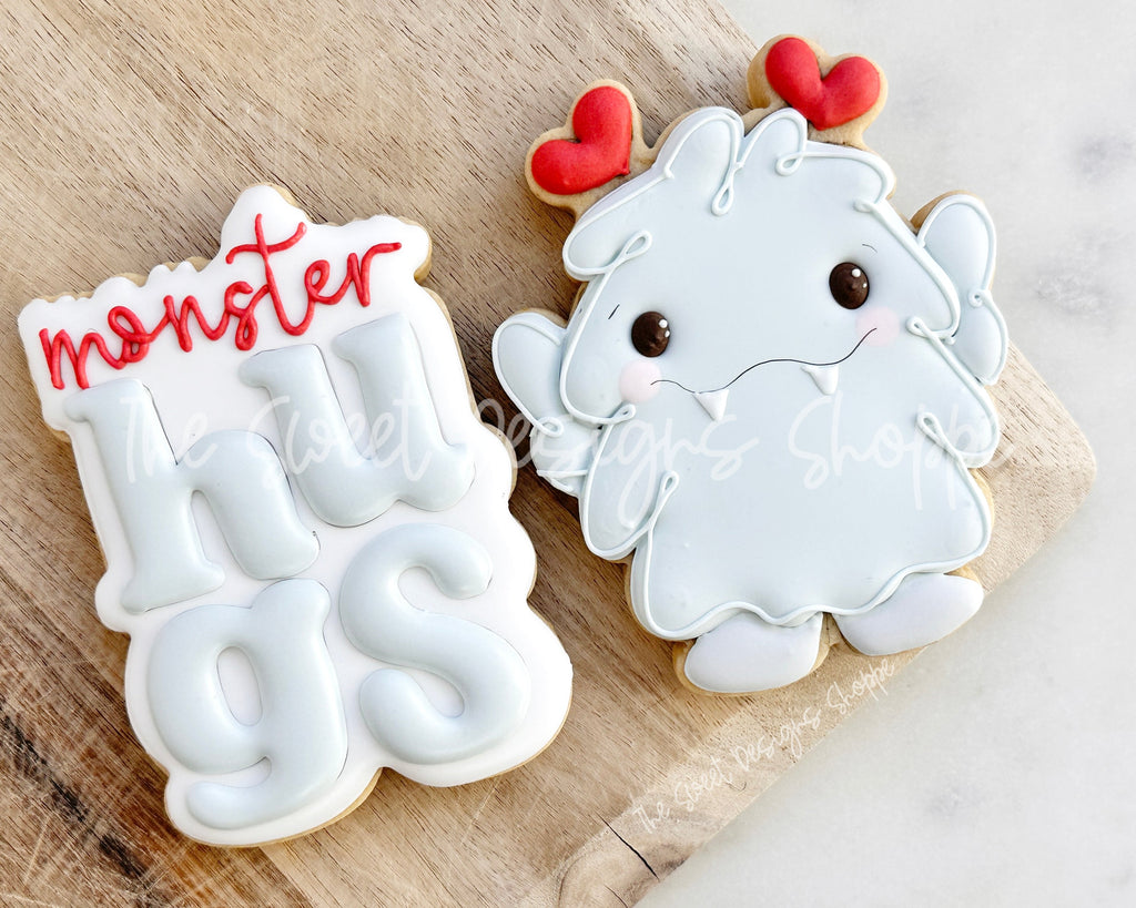 Cookie Cutters - Monster Hug & Plaque Set - Set of 2 - Cookie Cutters - The Sweet Designs Shoppe - - ALL, Cookie Cutter, Love, monster, Monsters, new, Promocode, regular sets, set, STL, valentine, Valentines