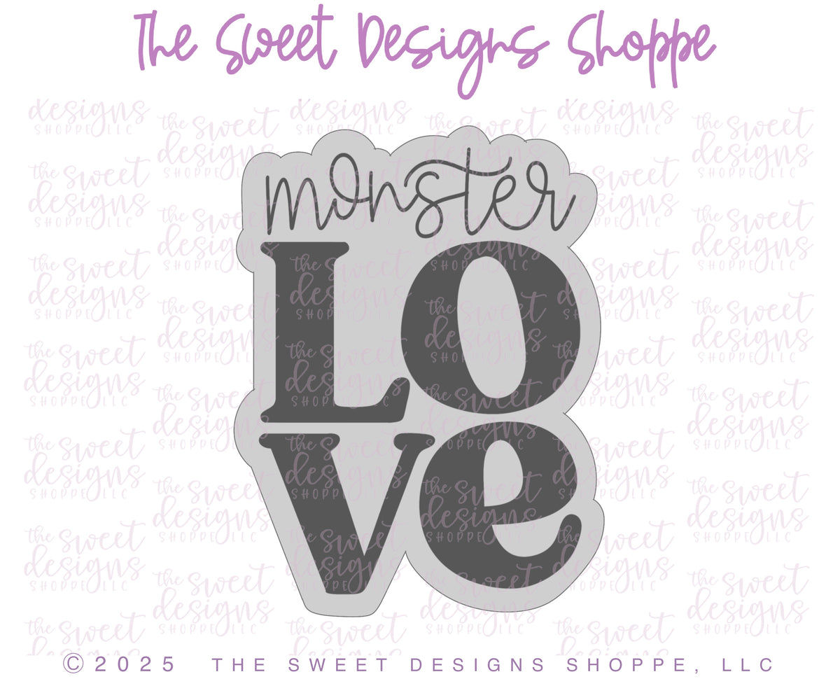 Cookie Cutters - Monster Love Retro Plaque - Cookie Cutter - The Sweet Designs Shoppe - TSDS - - ALL,Boo! plaque,Cookie Cutter,halloween,monster retro plaque,Plaque,Plaques,PLAQUES HANDLETTERING,Promocode,STL