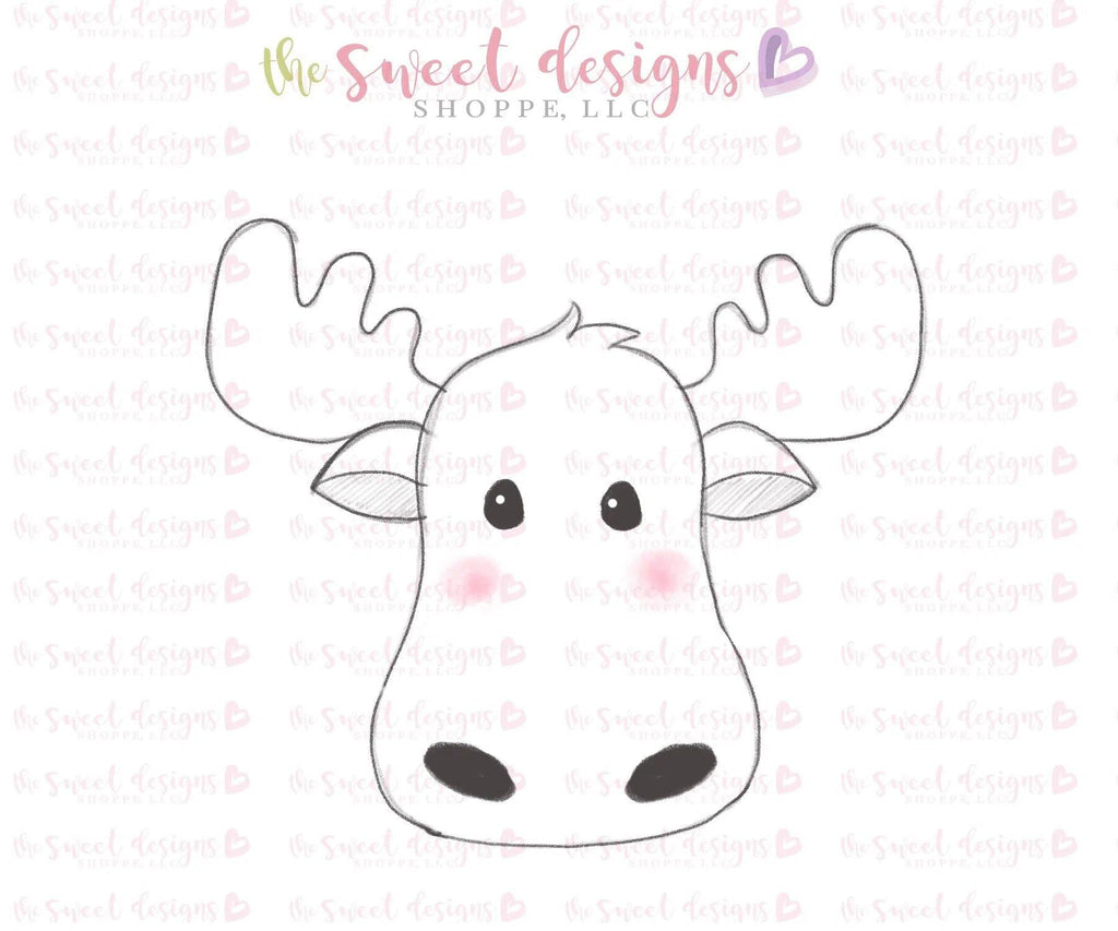 Cookie Cutters - Moose Face v2- Cookie Cutter - The Sweet Designs Shoppe - - ALL, Animal, Animals, Christmas, Christmas / Winter, Cookie Cutter, Moose, Promocode, Valentines