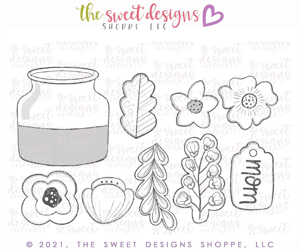 Cookie Cutters - Mothers Day Bouquet Platter Set with Vase - Cookie Cutters - The Sweet Designs Shoppe - TSDS - - ALL,Cookie Cutter,Easter / Spring,Flowers,Mini Sets,mother,Mothers Day,mug,mugs,Nature,NURSE APPRECIATION,Promocode,set,teacher appreciation,Valentine,Valentines,Valentines couples