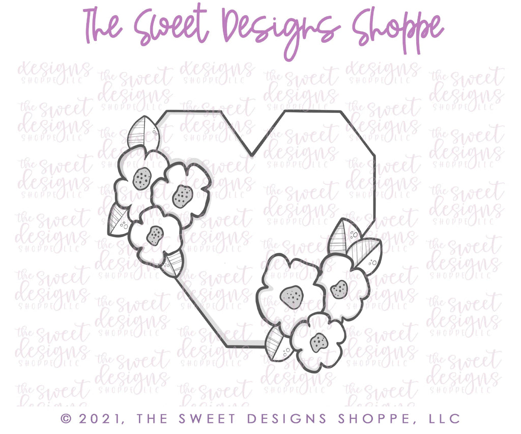 Cookie Cutters - Mother's Day Geometric Floral Heart - Cookie Cutter - Sweet Designs Shoppe - - ALL, Cookie Cutter, MOM, mother, Mothers Day, Promocode, valentines, Wedding