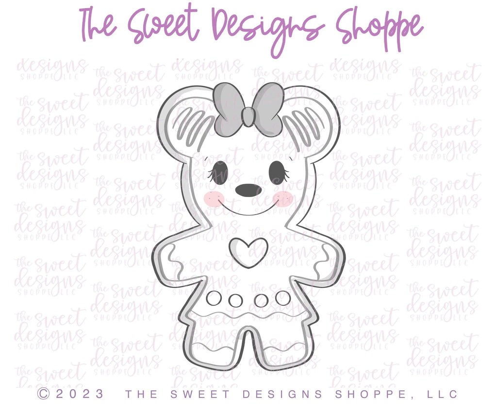 Cookie Cutters - Mouse GingerGirl - Cookie Cutter - The Sweet Designs Shoppe - TSDS - - ALL,Christmas,Christmas / Winter,Christmas Cookies,Cookie Cutter,Ginger bread,Gingerboy,Gingerbread,modern,Promocode,Theme Park
