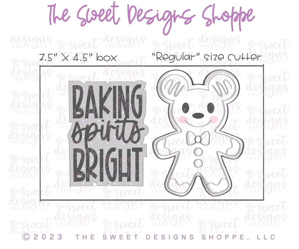 Cookie Cutters - Mouse Gingers and BAKING spirits BRIGHT Plaque Set - Cookie Cutters set - Set of 3 - Cookie Cutters - Sweet Designs Shoppe - - abc, ALL, Christmas, Christmas / Winter, Cookie Cutter, Ginger boy, ginger bread, Ginger girl, Ginger set, Gingerboy, gingerbread, gingerbread man, Gingergirl, Mini Sets, Promocode, regular sets, set