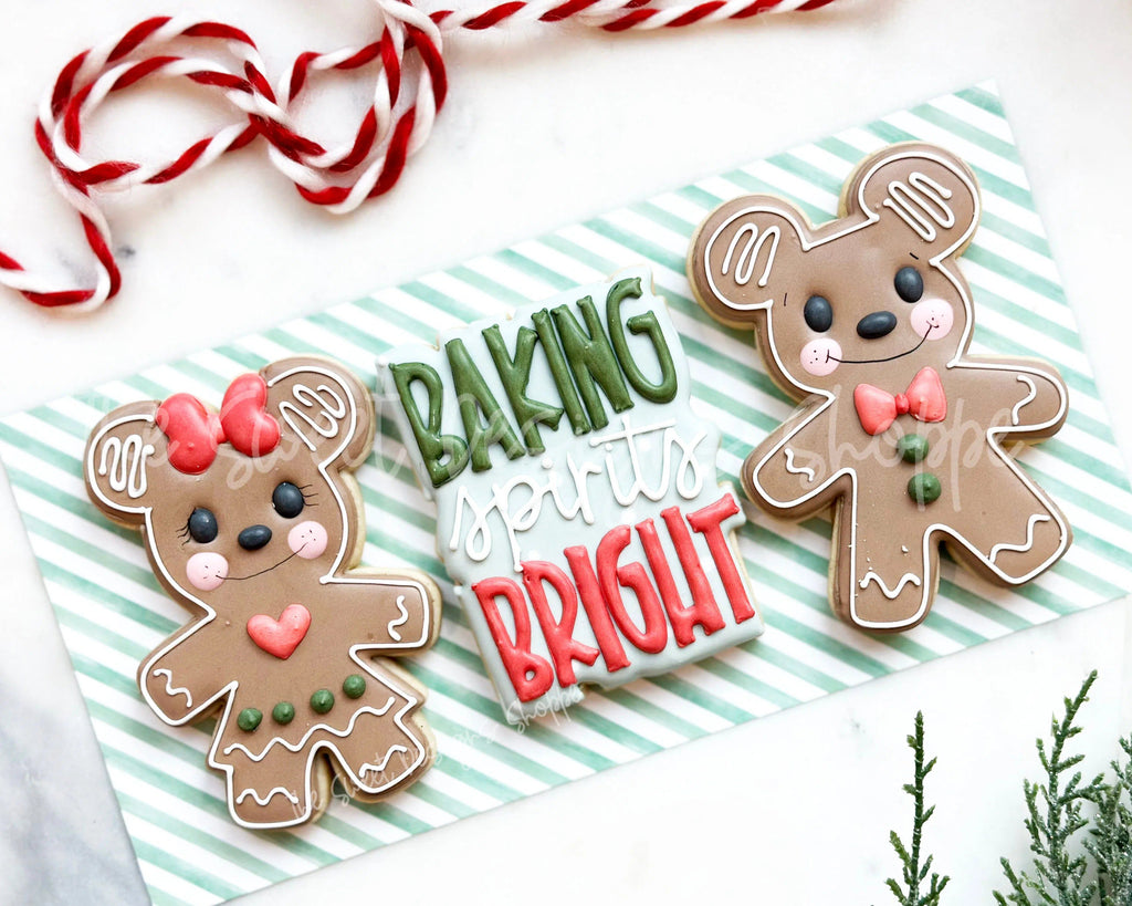 Cookie Cutters - Mouse Gingers and BAKING spirits BRIGHT Plaque Set - Cookie Cutters set - Set of 3 - Cookie Cutters - The Sweet Designs Shoppe - - abc, ALL, Christmas, Christmas / Winter, Cookie Cutter, Ginger boy, ginger bread, Ginger girl, Ginger set, Gingerboy, gingerbread, gingerbread man, Gingergirl, Mini Sets, Promocode, regular sets, set