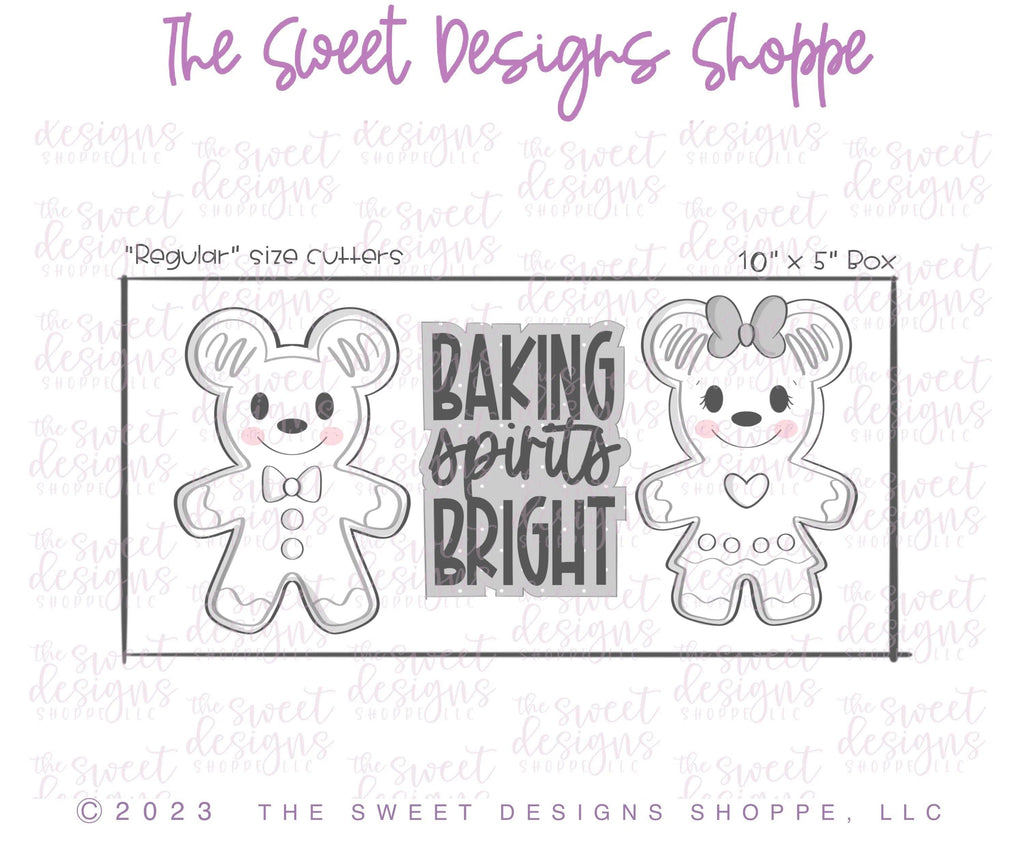 Cookie Cutters - Mouse Gingers and BAKING spirits BRIGHT Plaque Set - Cookie Cutters set - Set of 3 - Cookie Cutters - The Sweet Designs Shoppe - - abc, ALL, Christmas, Christmas / Winter, Cookie Cutter, Ginger boy, ginger bread, Ginger girl, Ginger set, Gingerboy, gingerbread, gingerbread man, Gingergirl, Mini Sets, Promocode, regular sets, set