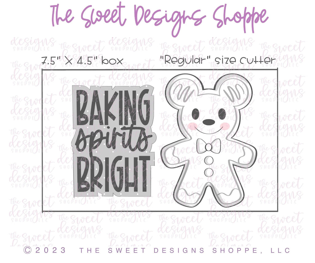 Cookie Cutters - Mouse Gingers and BAKING spirits BRIGHT Plaque Set - Cookie Cutters set - Set of 3 - Cookie Cutters - The Sweet Designs Shoppe - - abc, ALL, Christmas, Christmas / Winter, Cookie Cutter, Ginger boy, ginger bread, Ginger girl, Ginger set, Gingerboy, gingerbread, gingerbread man, Gingergirl, Mini Sets, Promocode, regular sets, set