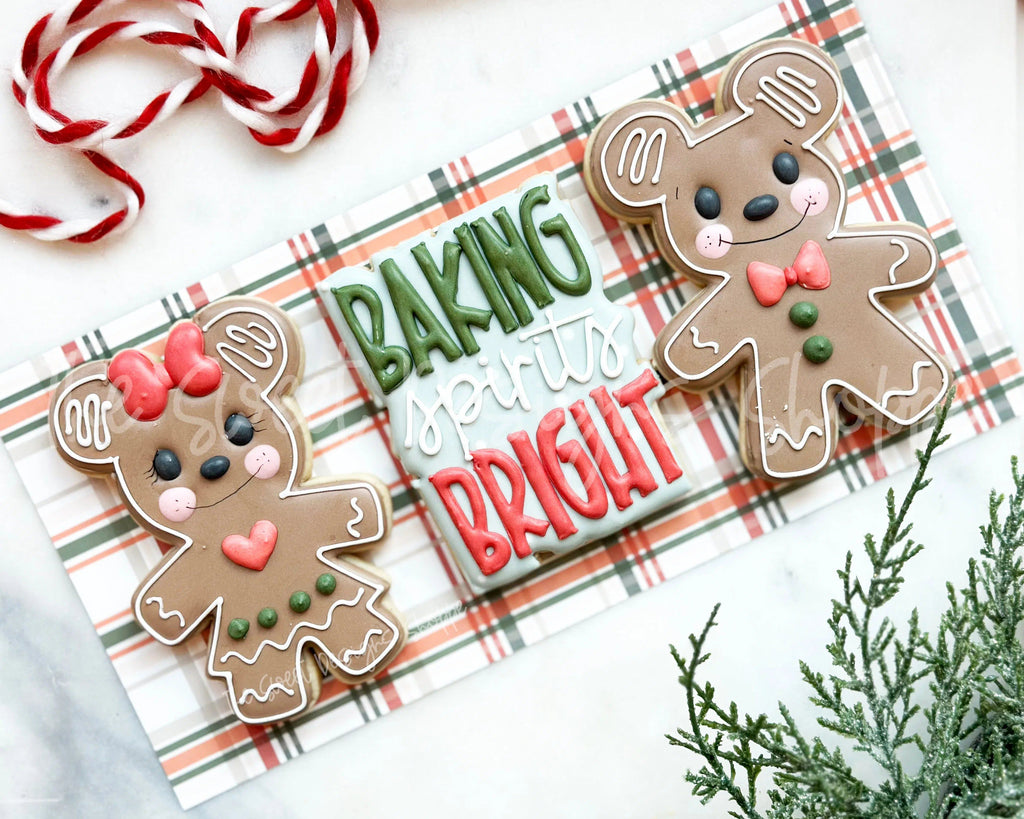 Cookie Cutters - Mouse Gingers and BAKING spirits BRIGHT Plaque Set - Cookie Cutters set - Set of 3 - Cookie Cutters - The Sweet Designs Shoppe - - abc, ALL, Christmas, Christmas / Winter, Cookie Cutter, Ginger boy, ginger bread, Ginger girl, Ginger set, Gingerboy, gingerbread, gingerbread man, Gingergirl, Mini Sets, Promocode, regular sets, set