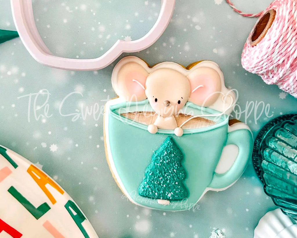 Cookie Cutters - Mouse in Tea Cup - Cookie Cutter - Sweet Designs Shoppe - - ALL, Animal, Animals, Animals and Insects, bestillbakery, Christmas, Christmas / Winter, Cookie Cutter, fantasy, Holiday, kids, Kids / Fantasy, Megan Hamer, mice, mouse, Promocode, Winter