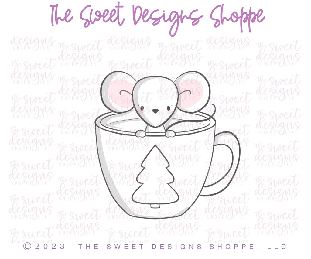 Cookie Cutters - Mouse in Tea Cup - Cookie Cutter - Sweet Designs Shoppe - - ALL, Animal, Animals, Animals and Insects, bestillbakery, Christmas, Christmas / Winter, Cookie Cutter, fantasy, Holiday, kids, Kids / Fantasy, Megan Hamer, mice, mouse, Promocode, Winter