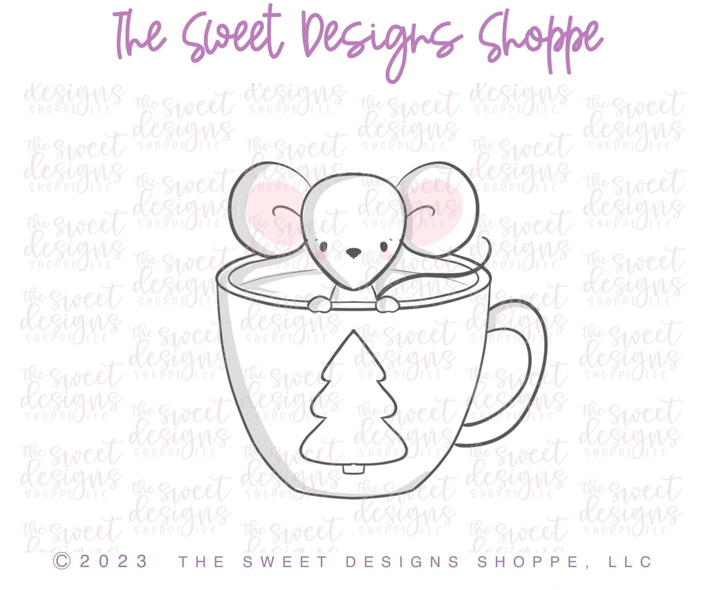 Cookie Cutters - Mouse in Tea Cup - Cookie Cutter - The Sweet Designs Shoppe - - ALL, Animal, Animals, Animals and Insects, bestillbakery, Christmas, Christmas / Winter, Cookie Cutter, fantasy, Holiday, kids, Kids / Fantasy, Megan Hamer, mice, mouse, Promocode, Winter