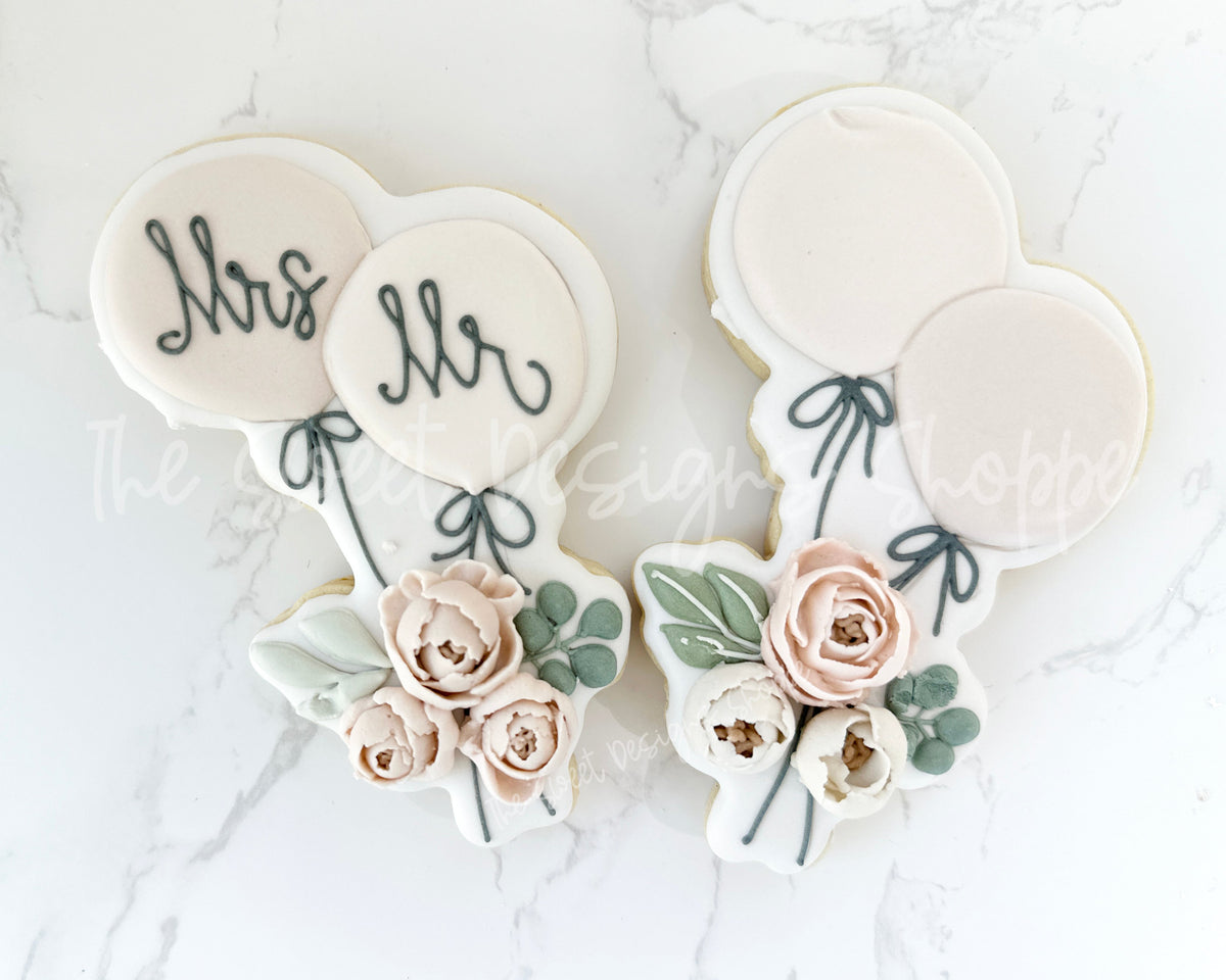 Cookie Cutters - Mr and Mrs Floral Balloons - Cookie Cutter - The Sweet Designs Shoppe - TSDS - - ALL,Bachelorette,Balloon,balloonbundle,balloons,Birthday,Bride,Cookie Cutter,Flower,Flowers,Leaves and Flowers,Married,Party,Promocode,STL,Wedding,Wedding Favors