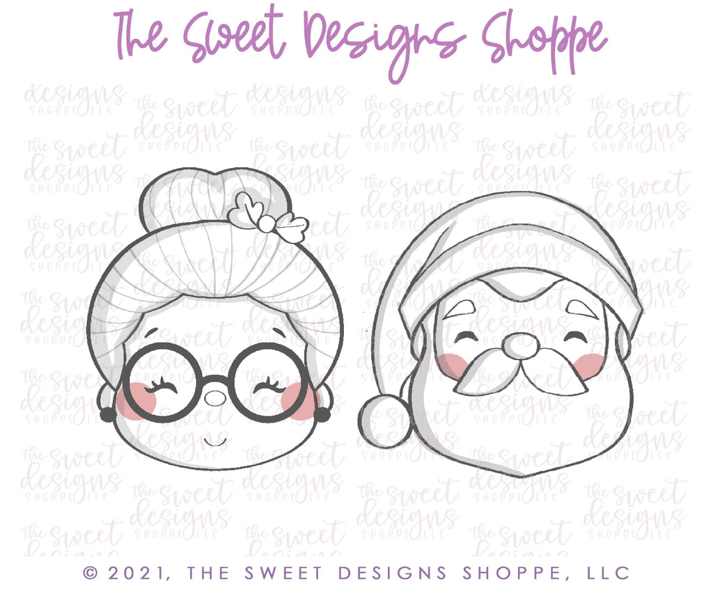 Cookie Cutters - Mr. & Mrs. Claus Advent Face Set - 2 Piece Set - Cookie Cutters - Sweet Designs Shoppe - - ALL, Christmas, Christmas / Winter, Cookie Cutter, Mini Set, Mini Sets, Promocode, regular sets, set, sets