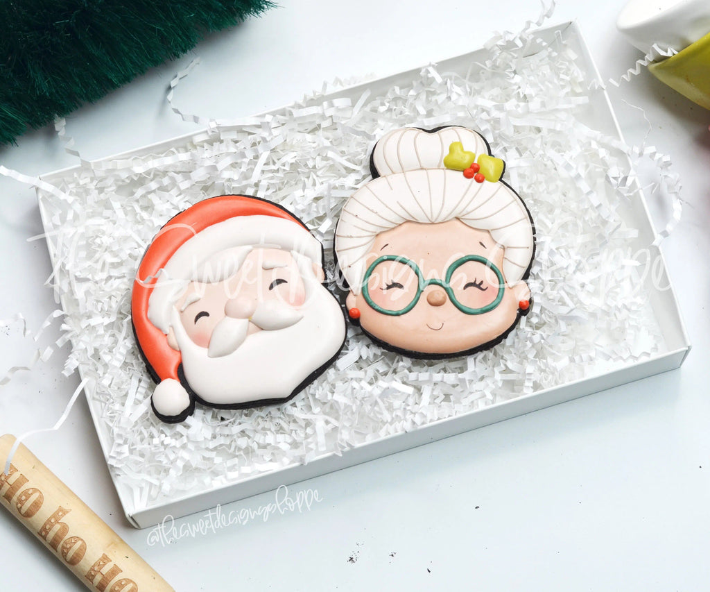 Cookie Cutters - Mr. & Mrs. Claus Advent Face Set - 2 Piece Set - Cookie Cutters - The Sweet Designs Shoppe - TSDS - - ALL,Christmas,Christmas / Winter,Cookie Cutter,Mini Set,Mini Sets,Promocode,regular sets,set,sets,STL