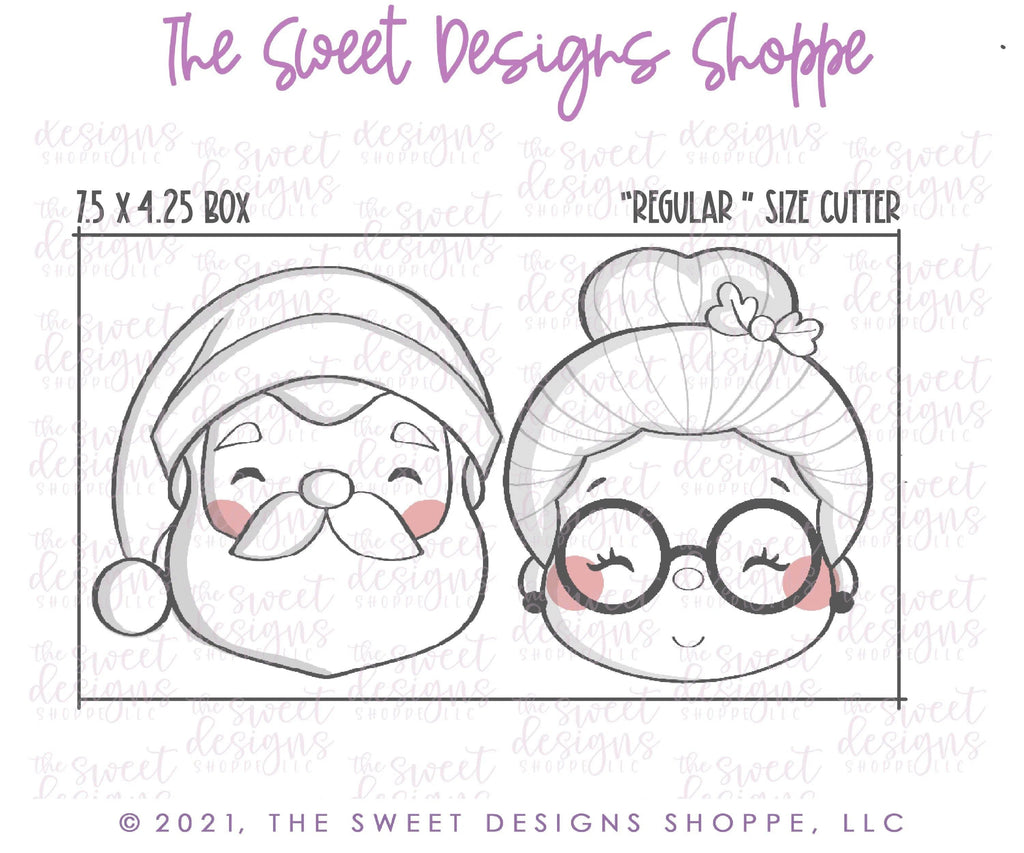 Cookie Cutters - Mr. & Mrs. Claus Advent Face Set - 2 Piece Set - Cookie Cutters - The Sweet Designs Shoppe - TSDS - - ALL,Christmas,Christmas / Winter,Cookie Cutter,Mini Set,Mini Sets,Promocode,regular sets,set,sets,STL