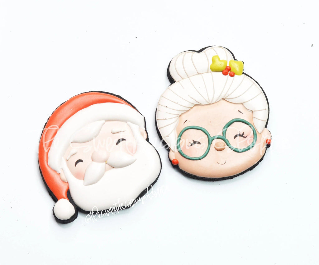 Cookie Cutters - Mr. & Mrs. Claus Advent Face Set - 2 Piece Set - Cookie Cutters - The Sweet Designs Shoppe - - ALL,Christmas,Christmas / Winter,Cookie Cutter,Mini Set,Mini Sets,Promocode,regular sets,set,sets