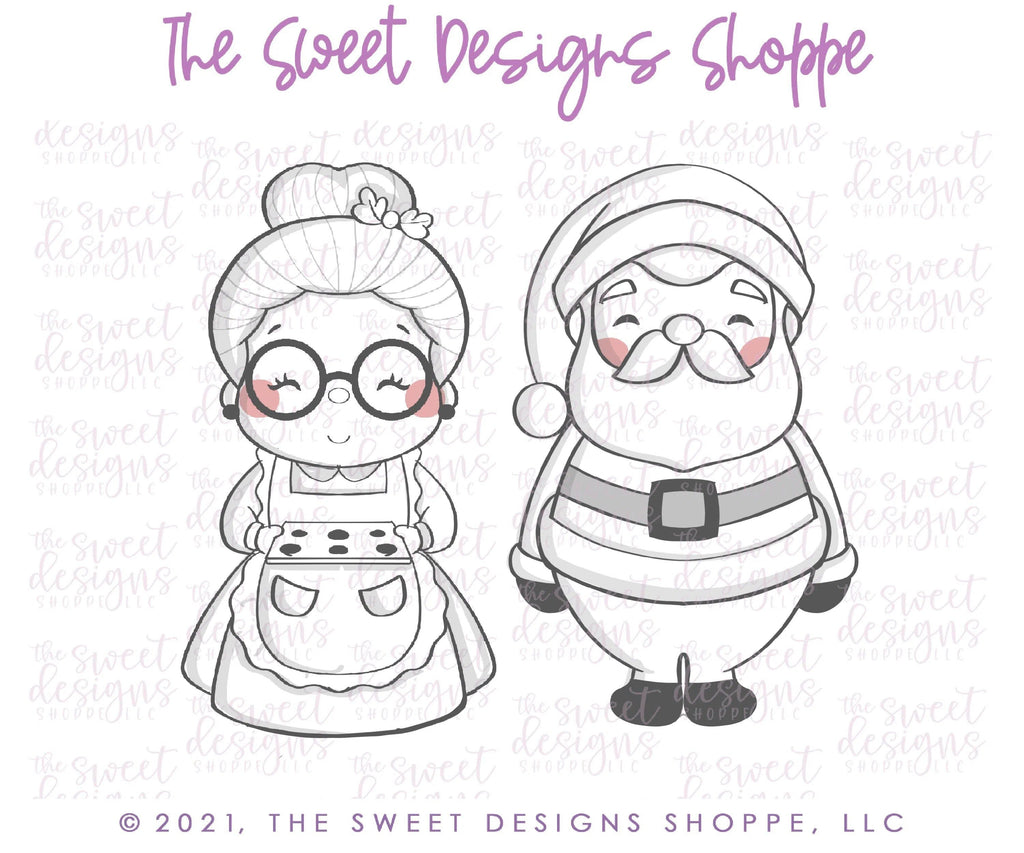 Cookie Cutters - Mr. & Mrs. Claus Cute Couple Set - 2 Piece Set - Cookie Cutters - The Sweet Designs Shoppe - - ALL, Christmas, Christmas / Winter, Cookie Cutter, Mini Set, Mini Sets, Promocode, regular sets, set, sets