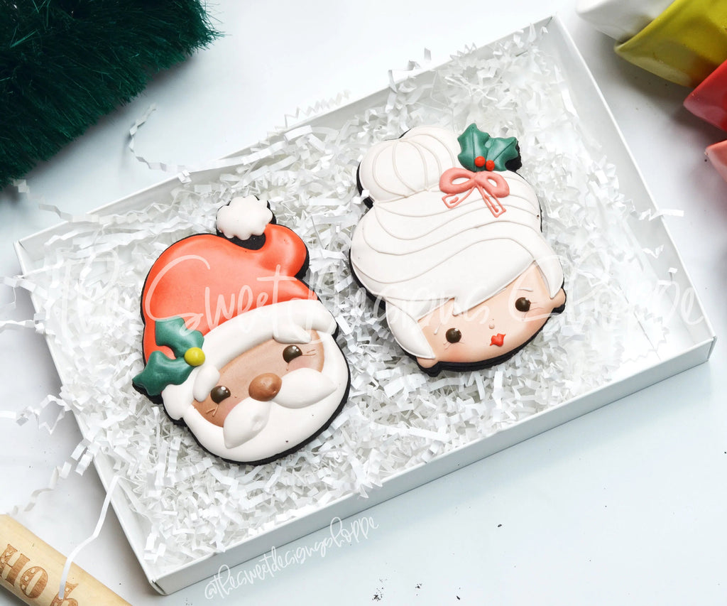 Cookie Cutters - Mr. & Mrs. Claus Face 2021 Set - 2 Piece Set - Cookie Cutters - Sweet Designs Shoppe - - ALL, Christmas, Christmas / Winter, Cookie Cutter, Mini Set, Mini Sets, Promocode, regular sets, set, sets