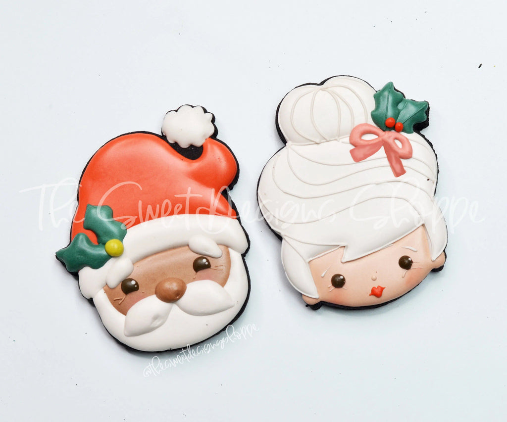 Cookie Cutters - Mr. & Mrs. Claus Face 2021 Set - 2 Piece Set - Cookie Cutters - The Sweet Designs Shoppe - TSDS - - ALL,Christmas,Christmas / Winter,Cookie Cutter,Mini Set,Mini Sets,Promocode,regular sets,set,sets