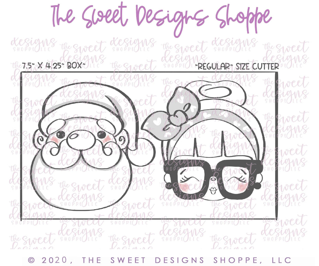 Cookie Cutters - Mr. & Mrs. Claus Face Set - 2 Piece Set - Cookie Cutters - The Sweet Designs Shoppe - TSDS - - ALL,Animal,Animals,Animals and Insects,Christmas,Christmas / Winter,Cookie Cutter,Mini Set,Mini Sets,Promocode,regular sets,set,sets