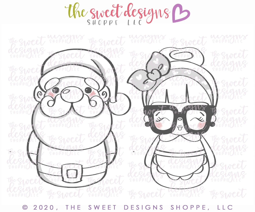 Cookie Cutters - Mr. & Mrs. Claus Set - 2 Piece Set - Cookie Cutters - The Sweet Designs Shoppe - TSDS - - ALL,Animal,Animals,Animals and Insects,Christmas,Christmas / Winter,Cookie Cutter,Mini Set,Mini Sets,Promocode,regular sets,set,sets