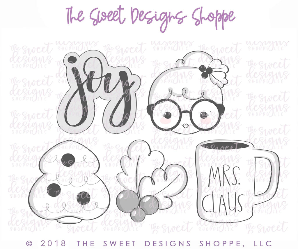 Cookie Cutters - Mrs Claus Set - Cookie Cutters - The Sweet Designs Shoppe - - ALL, Christmas / Winter, Cookie Cutter, Mini Sets, mug, mugs, Promocode, regular sets, Santa, set, Tiny Set, Tiny sets