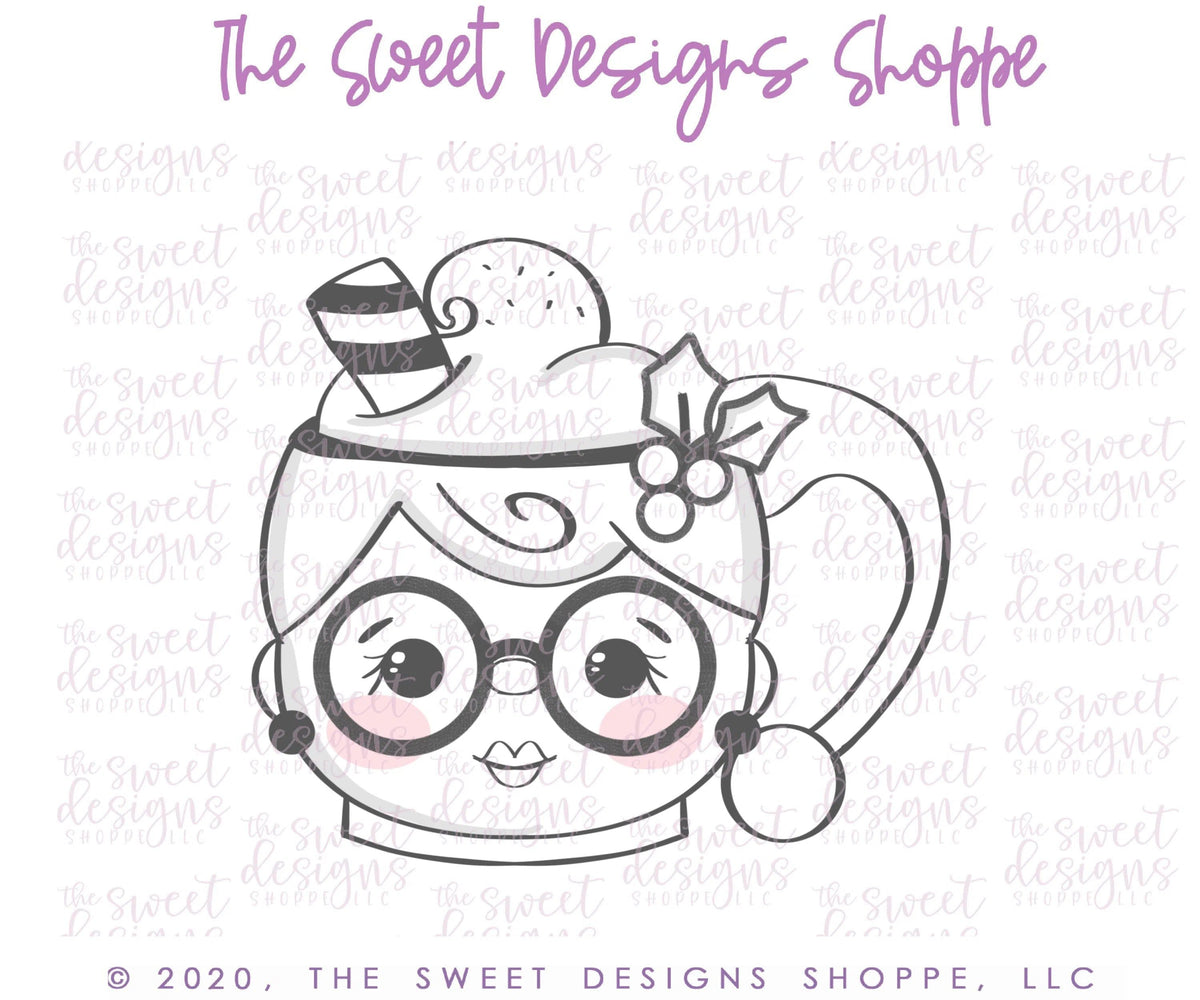 Cookie Cutters - Mrs Claus Vintage Mug - Cookie Cutter - The Sweet Designs Shoppe - TSDS - - ALL,Christmas,Christmas / Winter,Christmas Cookies,Cookie Cutter,Fall,Fall / Thanksgiving,Food,Food & Beverages,Food and Beverage,mug,mugs,Promocode,santa,STL