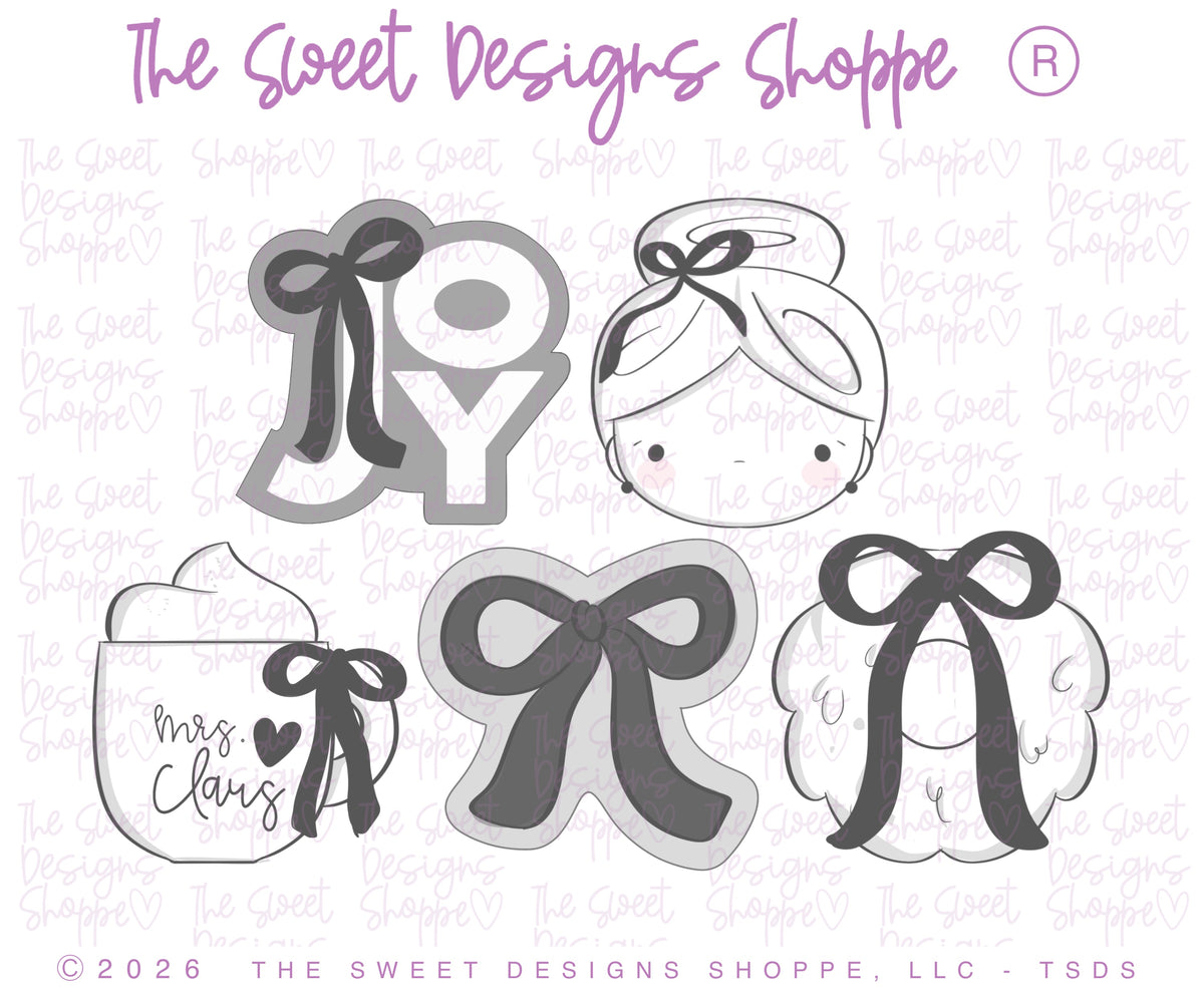 Cookie Cutters - Mrs. Claus Christmas Cookie Cutters Set - Set of 5 - Cookie Cutters - The Sweet Designs Shoppe - TSDS - - ALL,Christmas,Christmas / Winter,Christmas Cookies,claus,clause,Cookie Cutter,Mini Sets,Mrs Claus,MRS Clause,new,Promocode,regular sets,set,STL