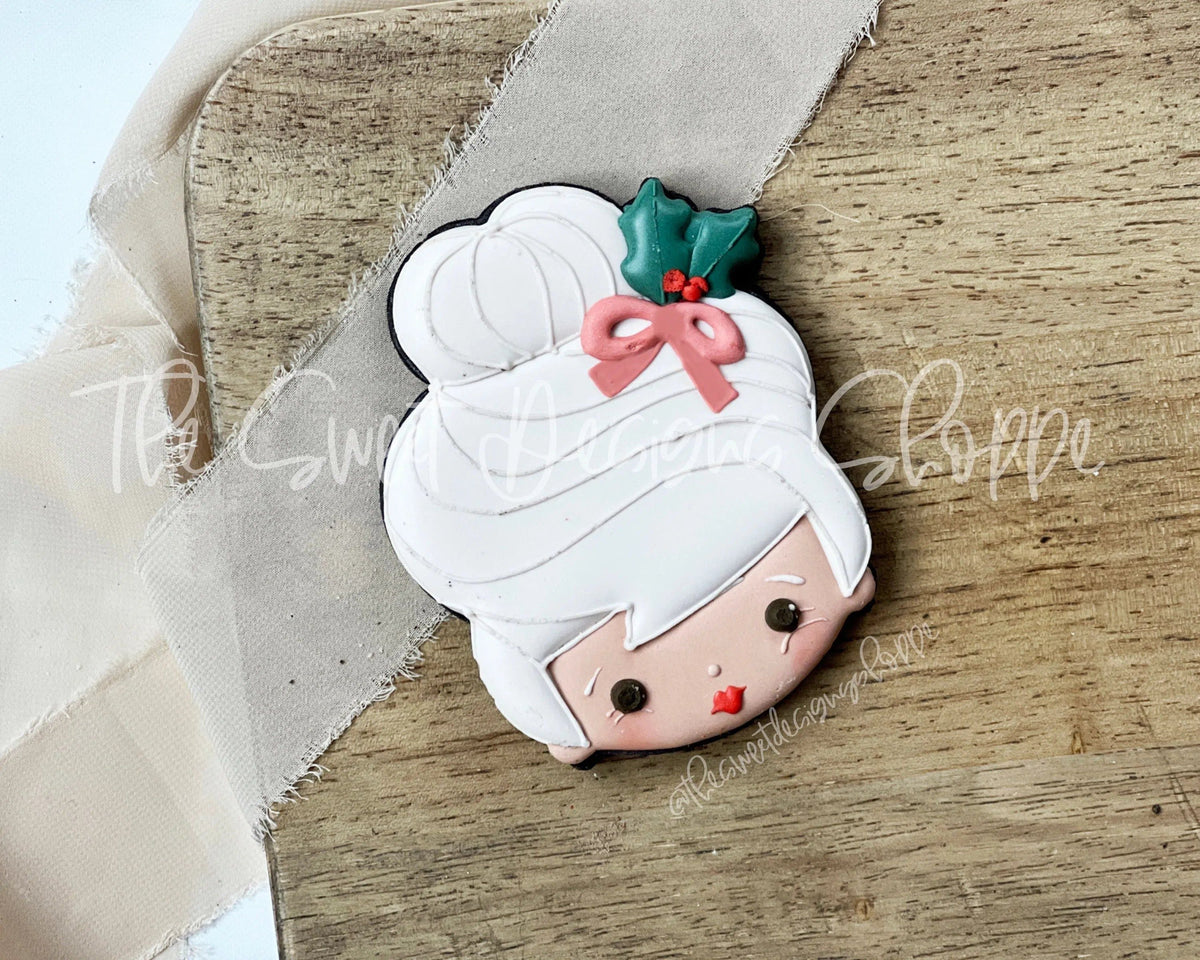 Cookie Cutters - Mrs. Claus Face with Leaves - Cookie Cutter - The Sweet Designs Shoppe - TSDS - - ALL,Christmas,Christmas / Winter,Christmas Cookies,Cookie Cutter,home,Promocode,STL