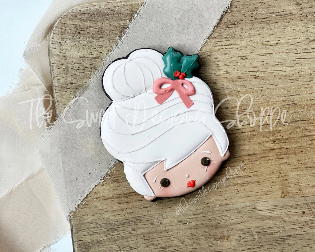 Cookie Cutters - Mrs. Claus Face with Leaves - Cookie Cutter - The Sweet Designs Shoppe - TSDS - - ALL,Christmas,Christmas / Winter,Christmas Cookies,Cookie Cutter,home,Promocode