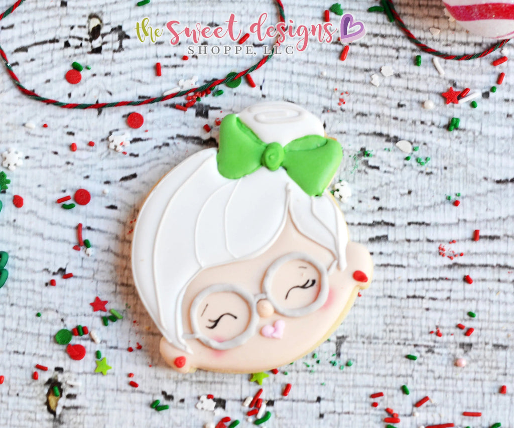 Cookie Cutters - Mrs. Claus Face with Side Bun - Cookie Cutter - Sweet Designs Shoppe - - ALL, Christmas, Christmas / Winter, ChristmasTop15, Cookie Cutter, Decoration, Ornament, Promocode, Santa Claus, Winter