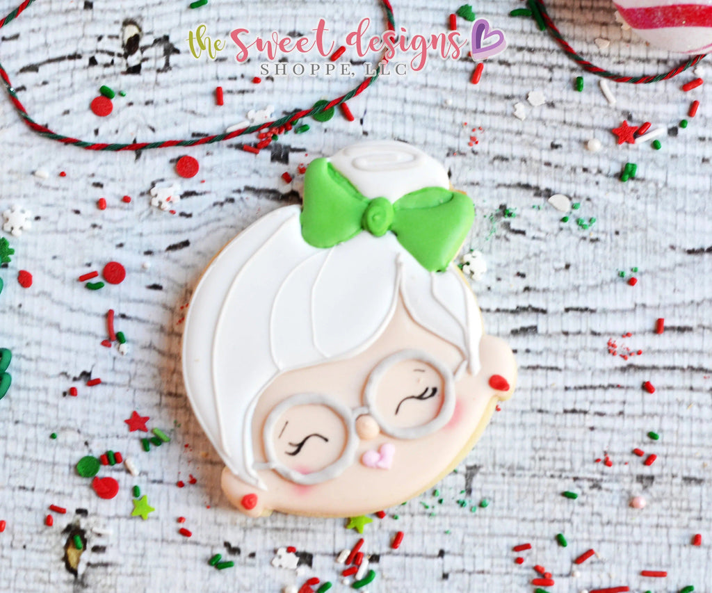 Cookie Cutters - Mrs. Claus Face with Side Bun - Cookie Cutter - The Sweet Designs Shoppe - TSDS - - ALL,Christmas,Christmas / Winter,ChristmasTop15,Cookie Cutter,Decoration,Ornament,Promocode,Santa Claus,Winter