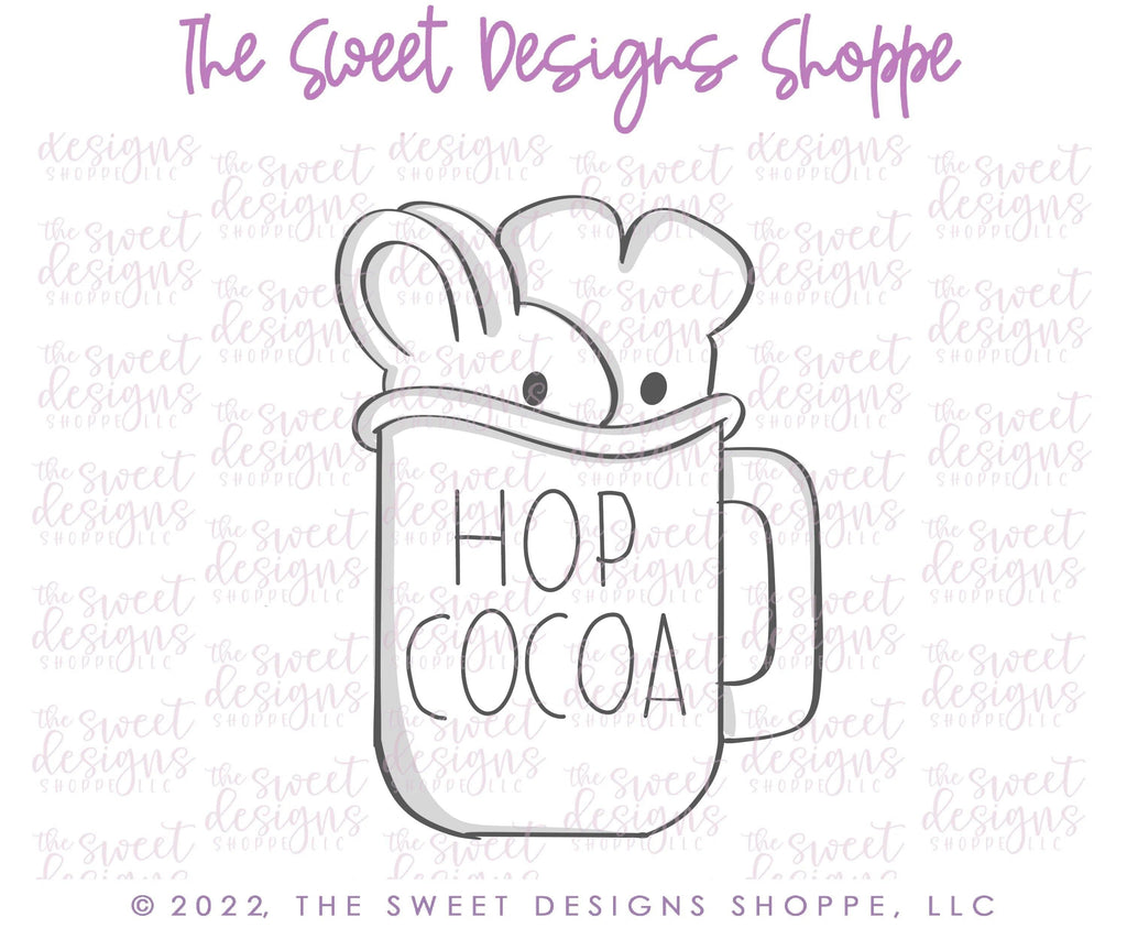 Cookie Cutters - Mug with Chocolate Bunny- Cookie Cutter - The Sweet Designs Shoppe - TSDS - - ALL,beverage,beverages,Bunny,chocolate,Cookie Cutter,Easter,Easter / Spring,Food and Beverage,Food beverages,Lady Milk Stache,Lady MilkStache,LadyMilkStache,mug,Promocode
