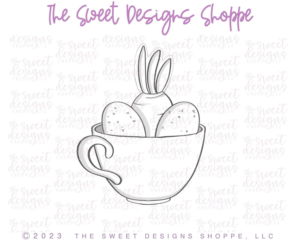 Cookie Cutters - Mug with Eggs and Carrot - Cookie Cutter - The Sweet Designs Shoppe - TSDS - - ALL,coffee,Cookie Cutter,Easter,Easter / Spring,fruits,Fruits and Vegetables,mug,mugs,Promocode